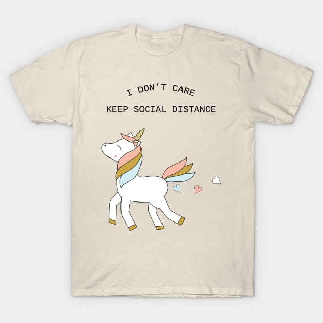 Unicorn - keep social distance - black text T-Shirt by grafart